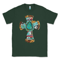 Sports Green cross with leopard sunflower gemstone serape cowhide Classic Tee - Artiststas