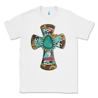 White cross with leopard sunflower gemstone serape cowhide Classic Tee - Artiststas