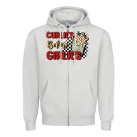 Dove Grey curlies before girlies Zipper Hoodie - MaliasSmallBusiness