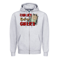 Heather Grey curlies before girlies Zipper Hoodie - MaliasSmallBusiness