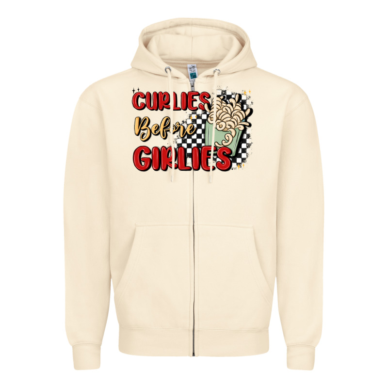 Curlies Before Girlies Zipper Hoodie by MaliasSmallBusiness | Teevron