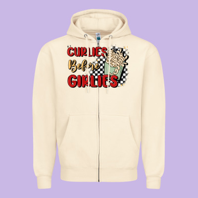 Curlies Before Girlies Zipper Hoodie Designed By Maliassmallbusiness