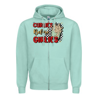 Seafoam curlies before girlies Zipper Hoodie - MaliasSmallBusiness