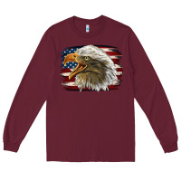 Burgundy American Flag Eagle Long Sleeve Tee - LillyAllenDesigns