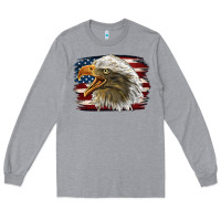 Heather Grey American Flag Eagle Long Sleeve Tee - LillyAllenDesigns
