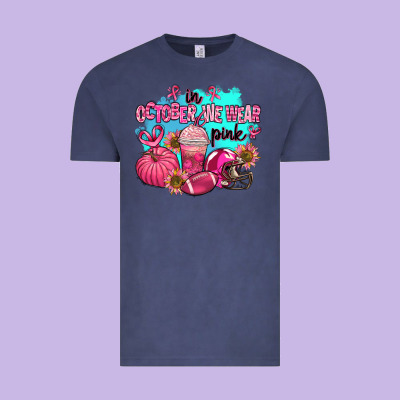 In October We Wear Pink American Football Vintage Tee Designed By Adodesignshop