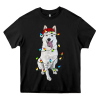 Black Christmas White Shepherd With Christmas Lights Heavy Core Tee - RanaPortraitStore