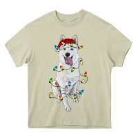 Mossy Christmas White Shepherd With Christmas Lights Heavy Core Tee - RanaPortraitStore