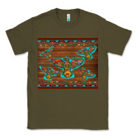 Army Green western thunderbird and arrow with aztec leopard Classic Tee - Artiststas