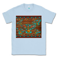 Dusty Blue western thunderbird and arrow with aztec leopard Classic Tee - Artiststas