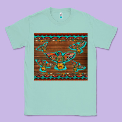 Western Thunderbird And Arrow With Aztec Leopard Classic Tee Designed By Artiststas