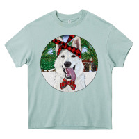 Arona Christmas White Shepherd With Cowhide Heavy Core Tee - RanaPortraitStore