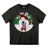 Asphalt Christmas White Shepherd With Cowhide Heavy Core Tee - RanaPortraitStore