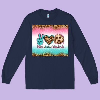 Peace Love Labradoodle Long Sleeve Tee Designed By Jasminsmagicworld