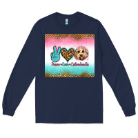 Navy peace love labradoodle Long Sleeve Tee - Jasminsmagicworld