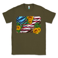 Army Green usa flag and sunflower serape leopard and cactus Classic Tee - Artiststas