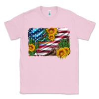 Bubblegum Pink usa flag and sunflower serape leopard and cactus Classic Tee - Artiststas