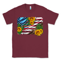 Burgundy usa flag and sunflower serape leopard and cactus Classic Tee - Artiststas