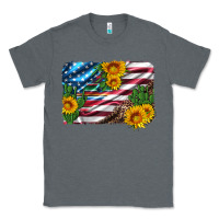 Charcoal Heather usa flag and sunflower serape leopard and cactus Classic Tee - Artiststas