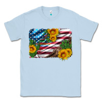 Dusty Blue usa flag and sunflower serape leopard and cactus Classic Tee - Artiststas