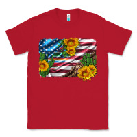 Red usa flag and sunflower serape leopard and cactus Classic Tee - Artiststas