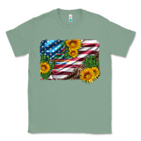 Sage usa flag and sunflower serape leopard and cactus Classic Tee - Artiststas