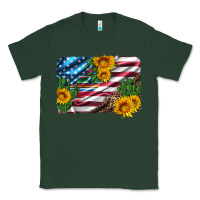 Sports Green usa flag and sunflower serape leopard and cactus Classic Tee - Artiststas
