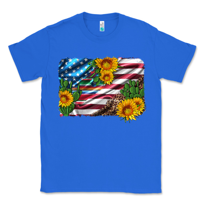 Usa Flag And Sunflower Serape Leopard And Cactus Classic Tee by Artiststas | Teevron