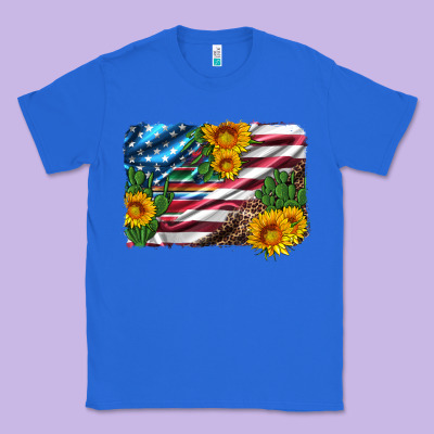 Usa Flag And Sunflower Serape Leopard And Cactus Classic Tee Designed By Artiststas