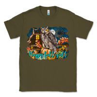 Army Green Happy Fall Y'all Owl Classic Tee - LillyAllenDesigns
