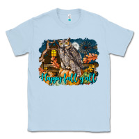Dusty Blue Happy Fall Y'all Owl Classic Tee - LillyAllenDesigns