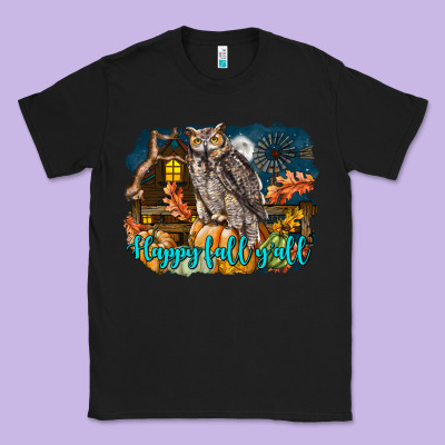 Happy Fall Y'all Owl Classic Tee Designed By Lillyallendesigns