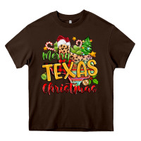 Chocolate Brown merry texas christmas Heavy Core Tee - Zillion Design Studio