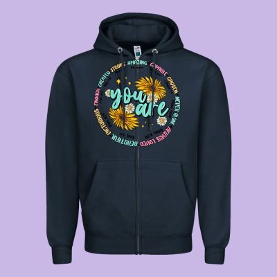 You Are Inspiration Zipper Hoodie Designed By Maliassmallbusiness