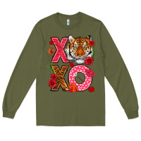 Army Green xoxo with tiger Long Sleeve Tee - NancyCooperArtShop