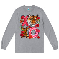 Heather Grey xoxo with tiger Long Sleeve Tee - NancyCooperArtShop