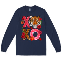 Navy xoxo with tiger Long Sleeve Tee - NancyCooperArtShop