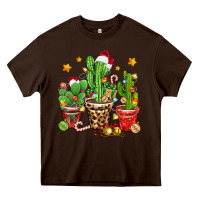 Chocolate Brown Christmas cactus Heavy Core Tee - Zillion Design Studio