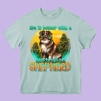 Life Is Better With A Australian Shepherd Heavy Core Tee Designed By Texasbilliewilder
