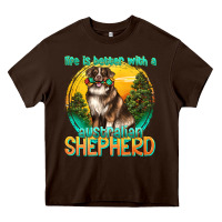 Chocolate Brown life is better with a australian shepherd Heavy Core Tee - texasbilliewilder
