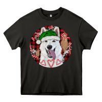 Asphalt Christmas White Shepherd With Buffalo Plaid Heavy Core Tee - RanaPortraitStore