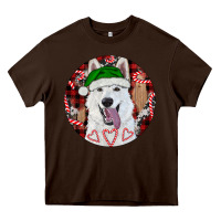 Chocolate Brown Christmas White Shepherd With Buffalo Plaid Heavy Core Tee - RanaPortraitStore