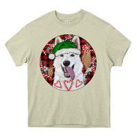 Mossy Christmas White Shepherd With Buffalo Plaid Heavy Core Tee - RanaPortraitStore