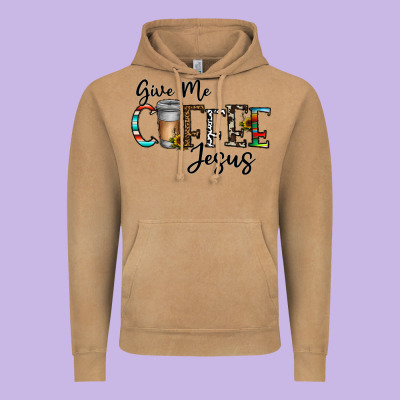Give Me Coffee Jesus Vintage Hoodie Designed By Cowhidedigitalart