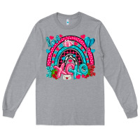 Heather Grey xo xo rainbow valentine Long Sleeve Tee - NancyCooperArtShop
