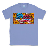 Colony Blue usa flag and serape with leopard and sunflowers license plate Classic Tee - Artiststas