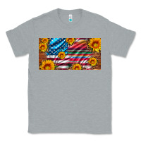 Heather Grey usa flag and serape with leopard and sunflowers license plate Classic Tee - Artiststas