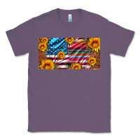 Lavender usa flag and serape with leopard and sunflowers license plate Classic Tee - Artiststas