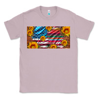 Lilac usa flag and serape with leopard and sunflowers license plate Classic Tee - Artiststas
