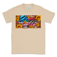 Mushroom usa flag and serape with leopard and sunflowers license plate Classic Tee - Artiststas